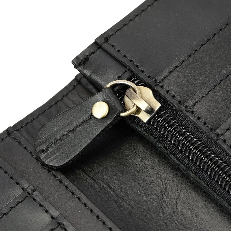 Men's Genuine Leather Wallet Chain Snap Bifold Purse Crazy Horse Leather Card Case Phone Card Holder Clutch Dragon Wallet