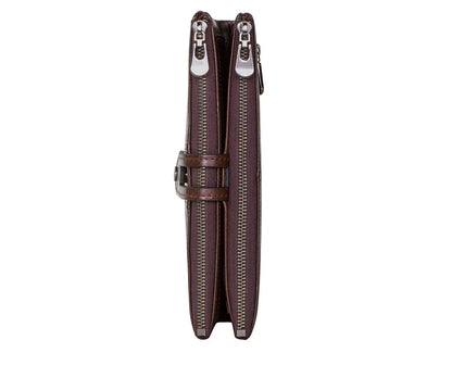 CONTACT'S Men Clutch Wallet Genuine Leather Long Wallet Hasp Card Holder Vintage Male Zipper Coin Purse Money Clip Women Purse