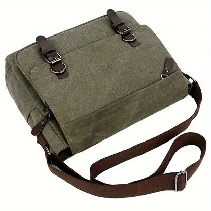 Retro Canvas Messenger Bag for Men, Large Sling Bag, Casual Crossbody Bag for Hanging Out Daily Commute, School Bag College Bags