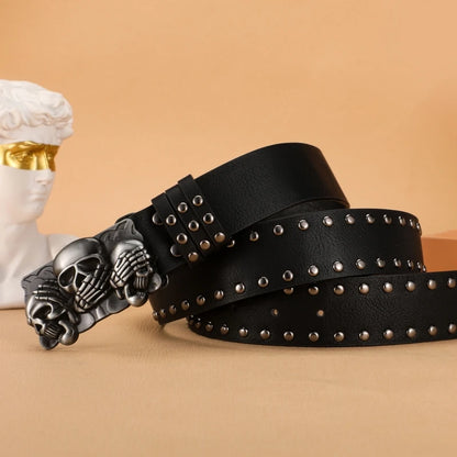 New Women Belt High Quality Luxury Brand Punk Goth Rivet Black Jeans Unisex Men Belt Paw Skull Buckle belt Unisex Waist Belt
