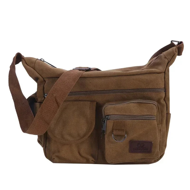 Heren Casual Sling Bag Messenger Crossbody Schouder Unisex Reizen Outdoor Vintage Tassen
