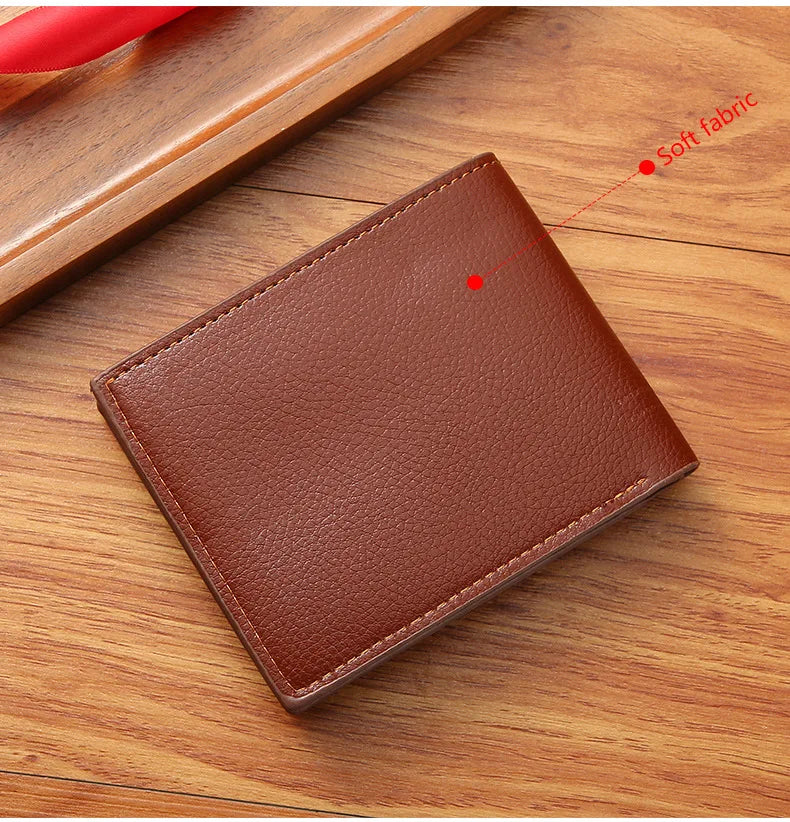 New Men's Short Frosted Leather Wallet Multi-Slot Coin Pocket Photo Holder Small Men's Wallet