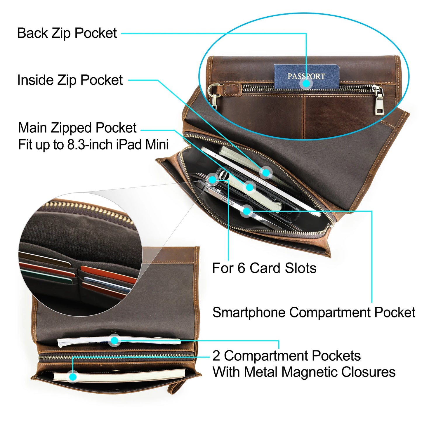 CONTACT'S Genuine Leather Clutch Bags Men Password Retro Wrist Strap Handbag iPad Travel Business Fitness Clutch Wallet
