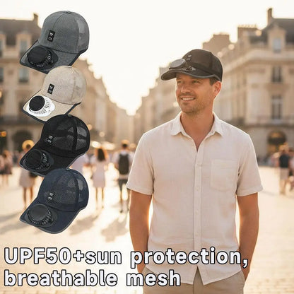 Summer Men Women Mesh Baseball Hat Sun Block Baseball Hat With Solar Fan USB Charging Fan Breathable UV Block Outdoor Sunhats