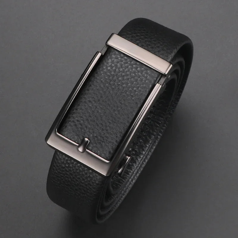 Premium Top Layer Cowhide Men'S Belt - Soft, Durable & Stylish With Automatic Alloy Buckle For Business Wear