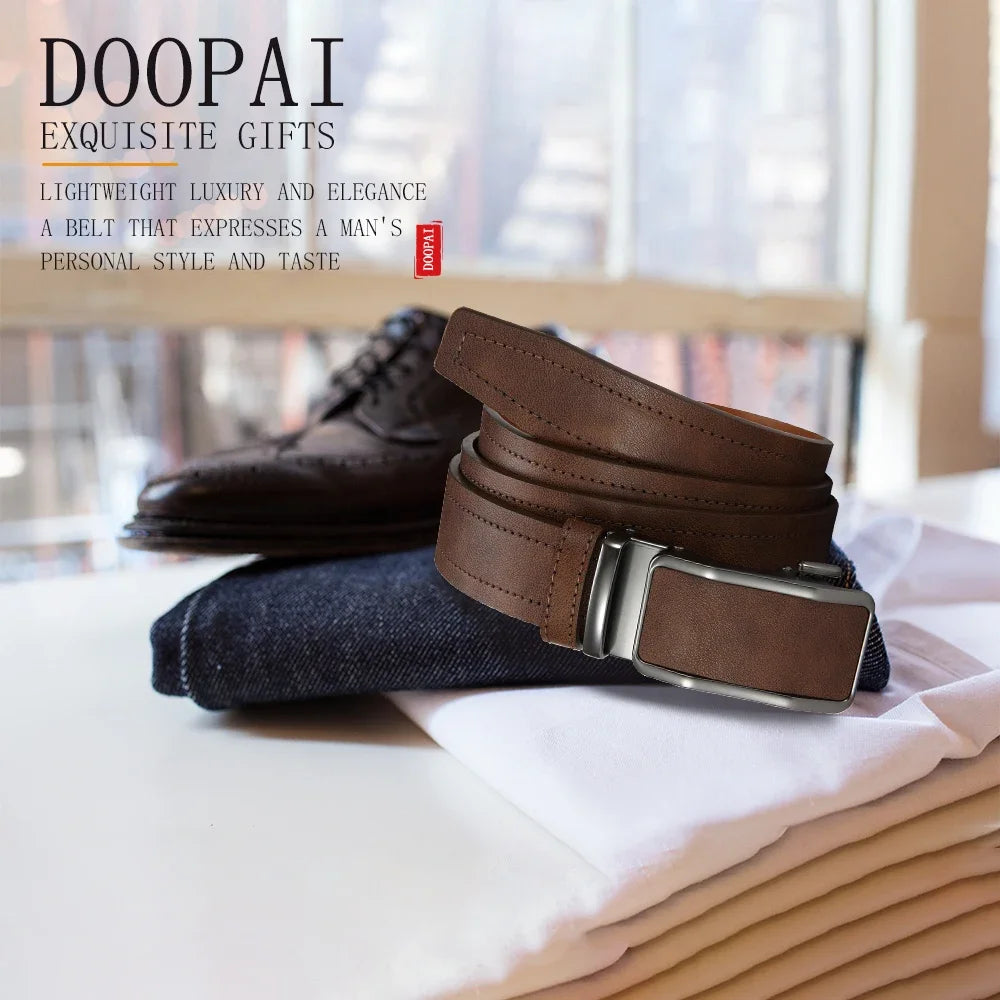 Men's Fashionable Leather Belt Men's High-quality Leather Belt Business Automatic Buckle Ratchet Belt Randomly Adjustable