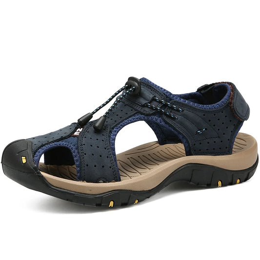 Fashion Men's Sandals Summer Genuine Leather Sandals Outdoor Beach Shoes Rome Sandals Comfortable Large Size Men Casual Shoes