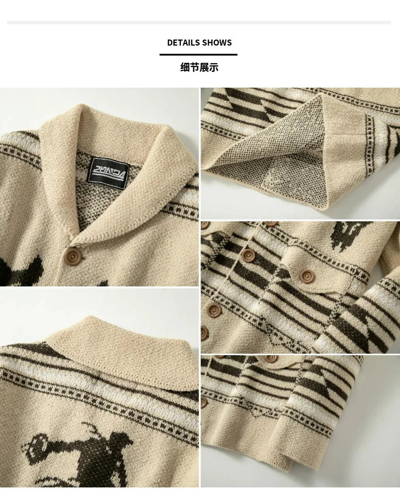 2026 Autumn Winter Men's Christmas Sweater Coat Thick Warm Sweater Cardigan Jumpers Zipper Coat with Pocket Men Knitted Sweater