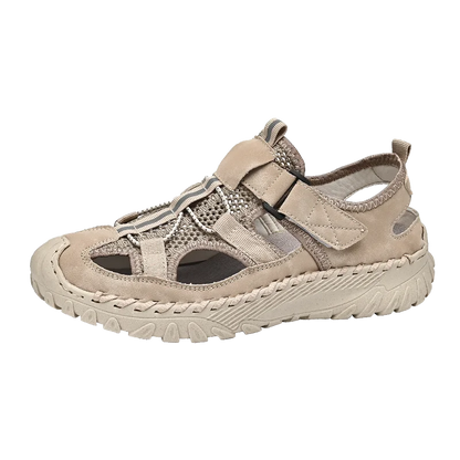 Men Outdoor Protective Toe Sandals Hollow Breathable Mesh Upper Quick Dry Lining Non Slip Walking Camping Driving Casual Shoes