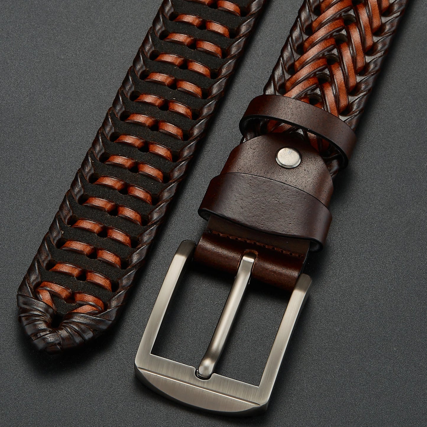LUCKACE Genuine Leather Casual Men's Belt Trendy Golf Belts Knitted Belt With Alloy Buckle Best Gift Choice for Boyfriend/Husban
