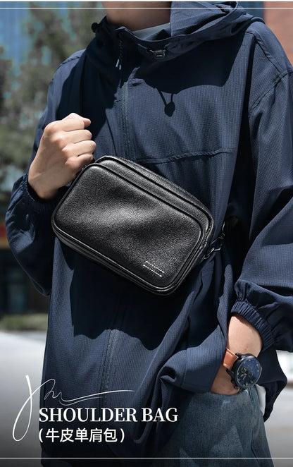 High Quality Real genuine Leather Men Shoulder Bag Natural Cowhide Messenger Bag crossbody bag for 7.9-inch lpad Phone Bag