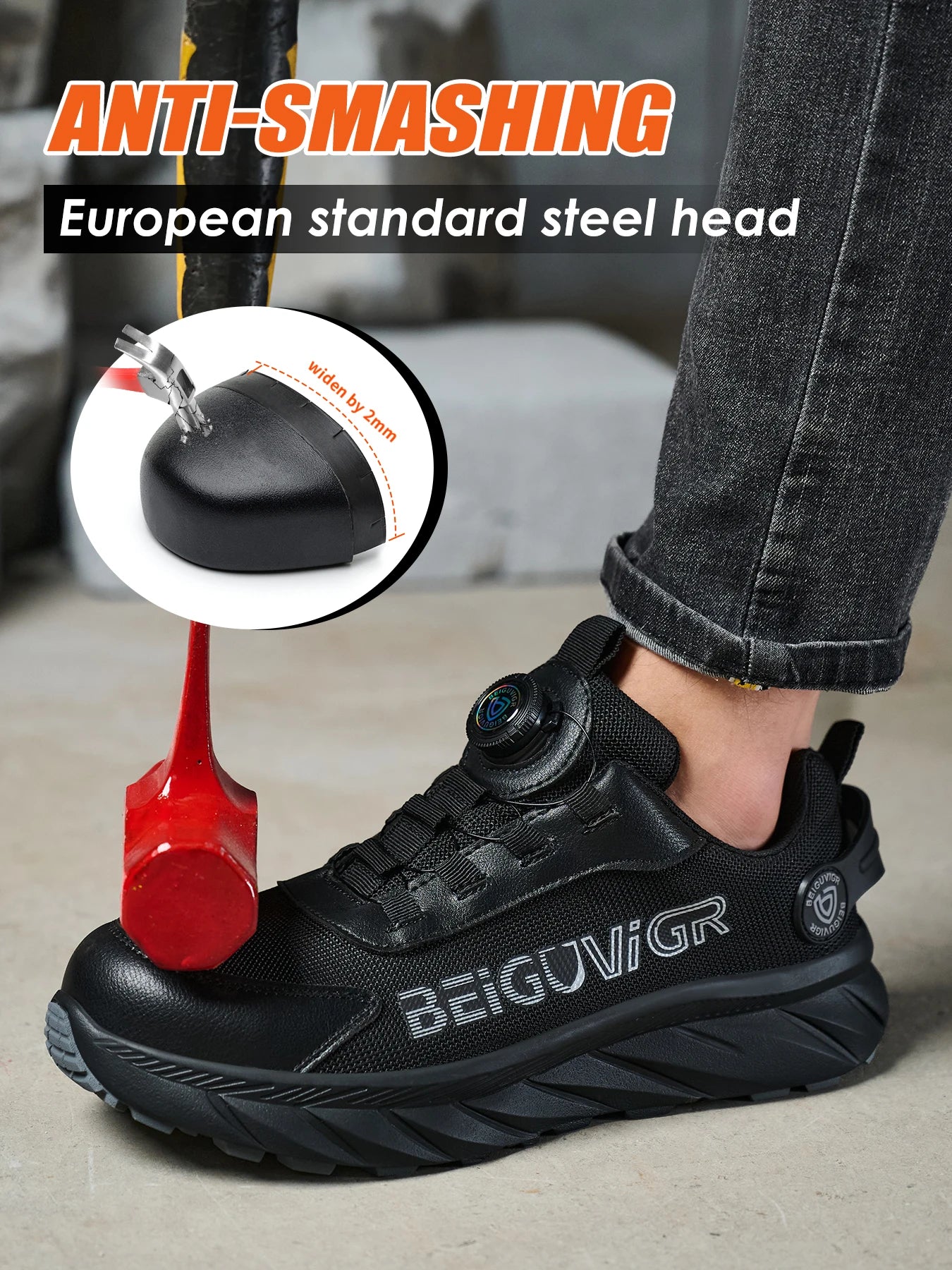 Rubber-Padded Anti-Slip, Impact-Resistant, Puncture-Resistant Safety Shoes