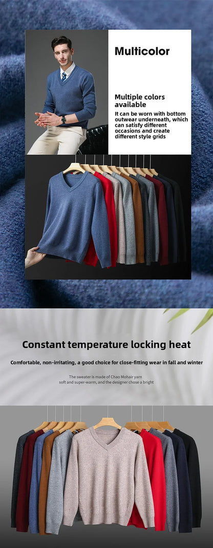 Top Grade Thick Anti-Pilling New Fashion Brand Autum Winter Knit Pullover Men Slim Fit Sweater Business Casual Woolen Jumper