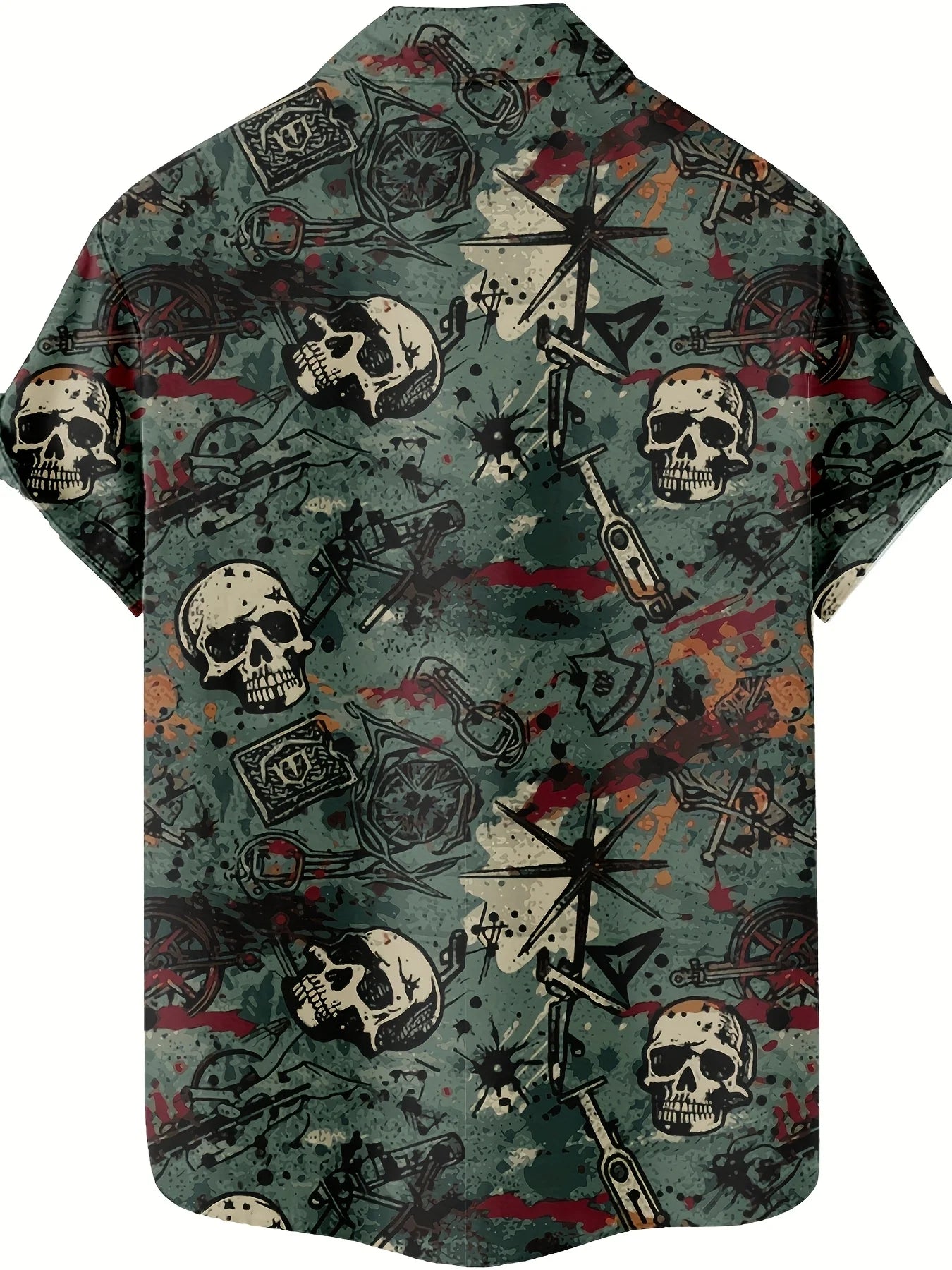 Summer Fun Skull Surfing Pattern 3D Printed Men's Shirt - Casual, Unique, Hip-Hop, Rock, Street Hawaiian Shirt