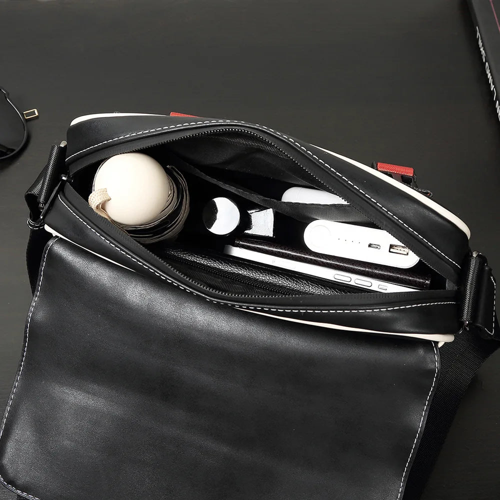 Casual PU Leather Messenger Bag Multi-pocket Design Vintage Shoulder Bag Durable Male Handbags Travel