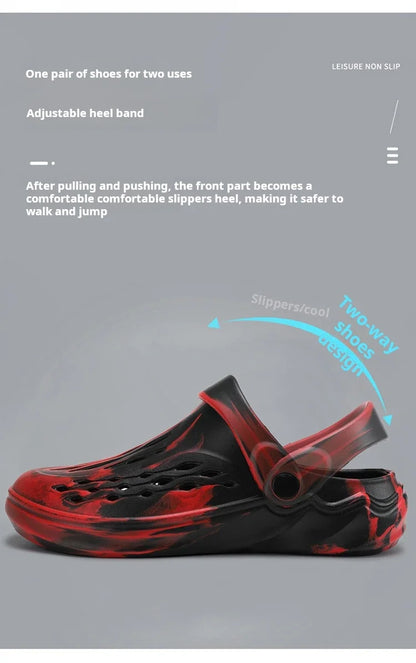 Outdoor Men's Summer Sandals Breathable EVA camouflage Slip-On Casual Shoes round Toe Flat Heel Color Block Pattern