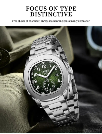 NIBOSI New Mens Watches Top Brand Luxury AQUANAUT Quartz Watches for Men Waterproof Luminous Auto Date Male Watch Reloj Hombre