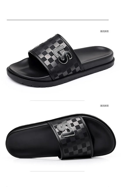 Summer Fashion Casual Flip Flops for Men New Designer Black Cow Leather Slippers Male High Quality Korean Outwear Slides Men