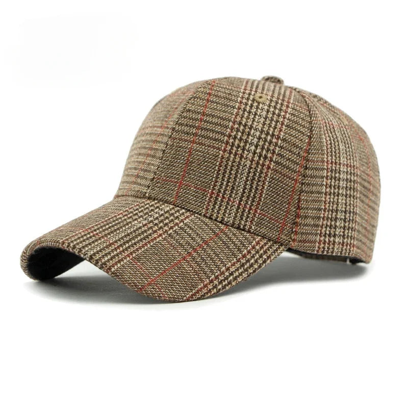 Hat Men's Spring Summer Outdoor Sunscreen Visor Classic Checkered Baseball Cap Hard Top Women's Cap Sun Cap