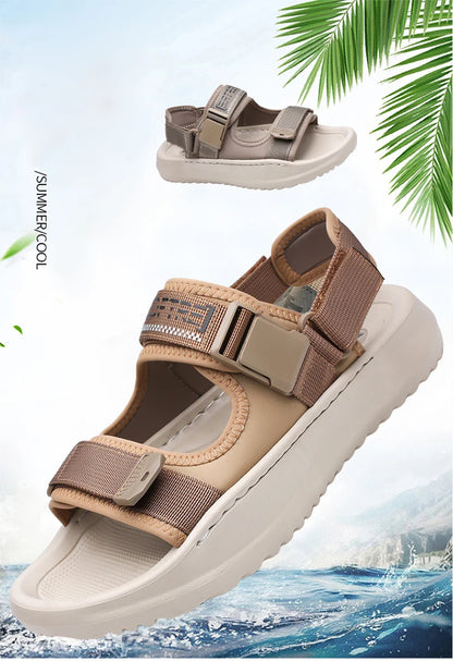 Men's Roman Sandals Summer Outdoor Sports Slip-On Shoes Anti-Slip Breathable Soft Bottom Casual Beach Shoes-WC20258
