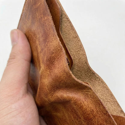 Retro Handcrafted Genuine Leather Small Wallet for Men, Vintage Durable EDC Card Holder, Men Multi-card Slots Organizer Wallet
