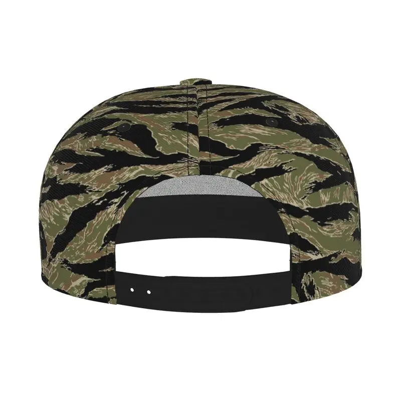 Tiger Stripe Camouflage Military Camo Print Baseball Cap Daily Casual Adjustable Snapback Hat Hip Hop Caps Flat Bill Brim Hats