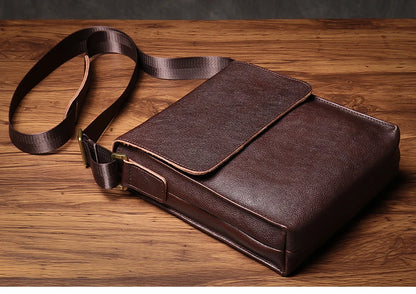 NUKA Men's Genuine Leather Shoulder Bag Retro Flap Crossbody Bags Casual Trend Satchel High Quality Luxury Cowhide Messenger Bag
