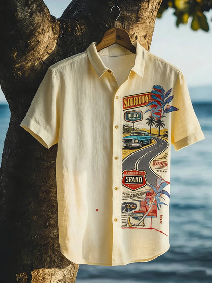 2026 Summer Men's Linen Short Sleeve Shirts Funny Animal Ethnic Patterns 3D Printed Shirts Casual Outdoor Designer Clothes Men