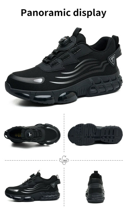 Botones giratorios zapatos de Seguridad masculinos, zapatos de trabajo,  botas de Seguridad Anticoagulantes  Tactical Boots