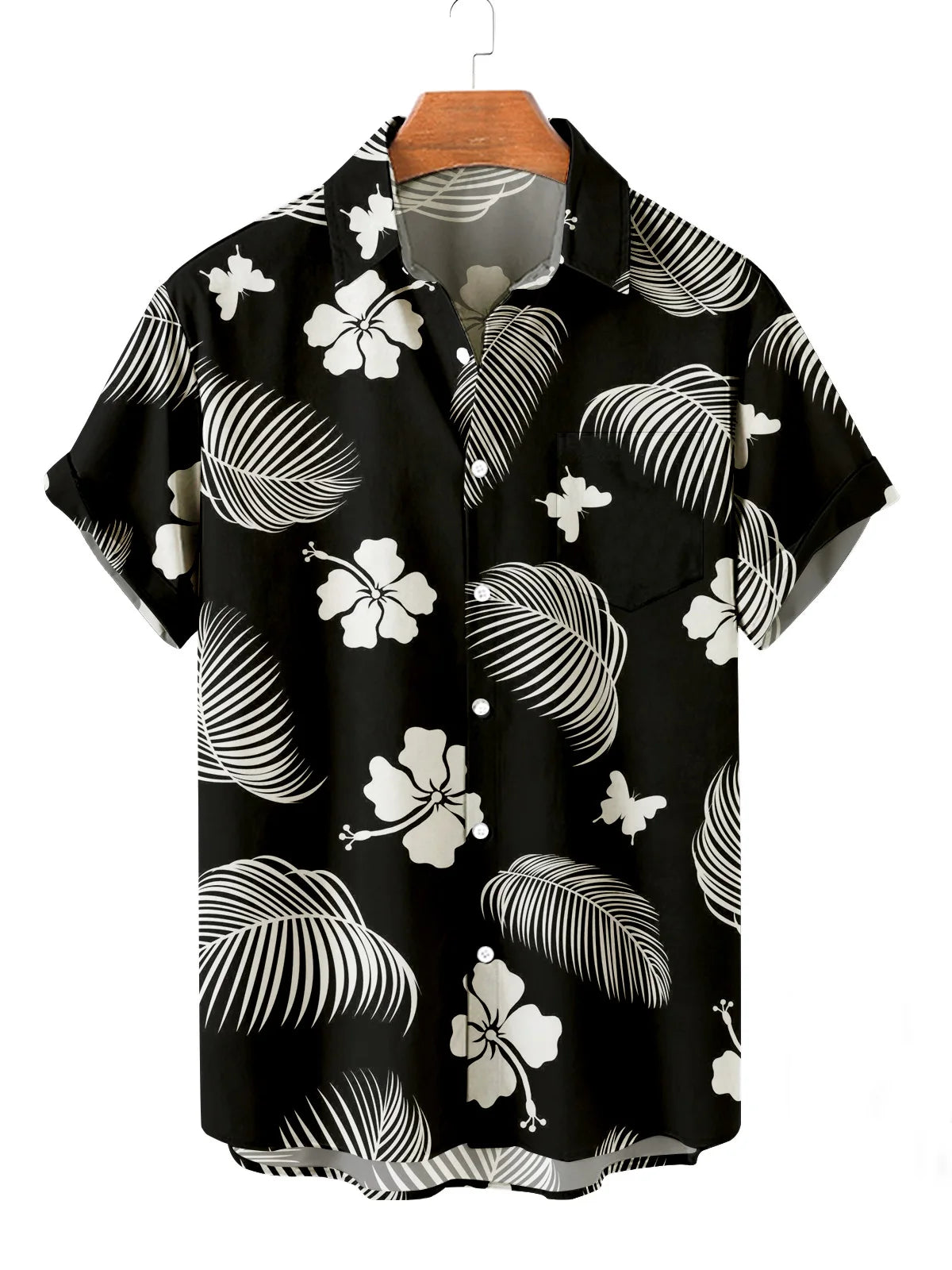 Summer Men's Flower Hawaiian Shirts Casual Vacation Short Sleeve Shirts Collar Button Up Shirt Fashion Steetwear for Mens