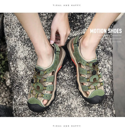 New Men's Sandals Soft Genuine Leather Sandals Shoes Men Large Size Outdoor Summer Shoes Comfort Beach Sandals Roman Men Shoes