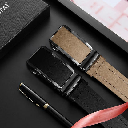 Men's Fashionable Leather Belt Men's High-quality Leather Belt Business Automatic Buckle Ratchet Belt Randomly Adjustable