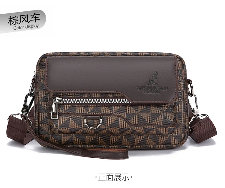 Business Men's Clutch Bags High Quality PU Leather Man's Small Shoulder Bag Multi-Functional Men Handbag Bag With Waist Strap