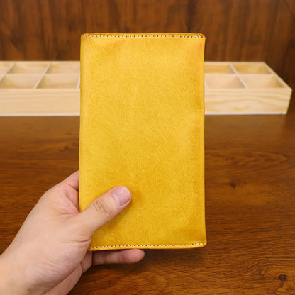 Large Capacity Men Wallet Vintage Genuine Cow Leather Handbag Card Holder Phone Pocket High Quality Handmade Male Money Clips