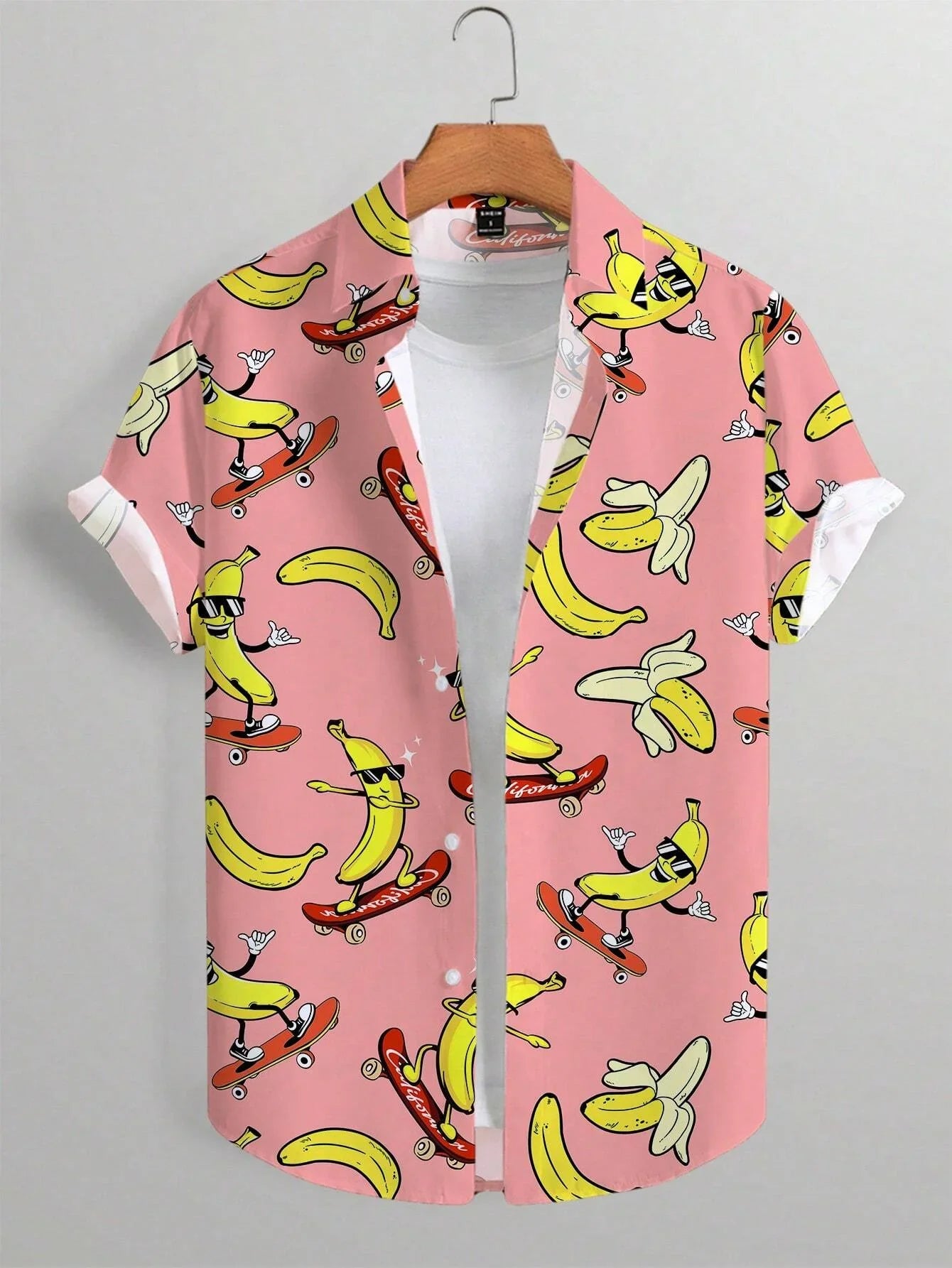 Men's Shirt Lapel Party Shirt Men's Casual Street Short Sleeve Summer New Fashion Banana Animation 3D Print Tops Men's Clothing