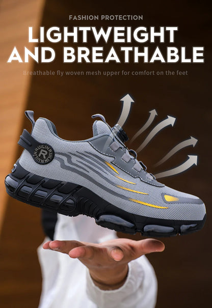 Indestructible Steel Toe Work Shoes for Men Women Rotating Button Safety Shoes Lightweight Construction Work Safety Shoes