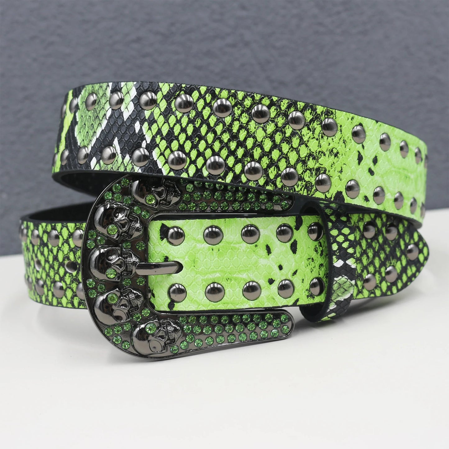 Pyramid Fashion Rivet Belt Snake Cat Paw Skull  Men&Women's Studded Belt Punk Rock With Pin Buckle Drop Shipping Black