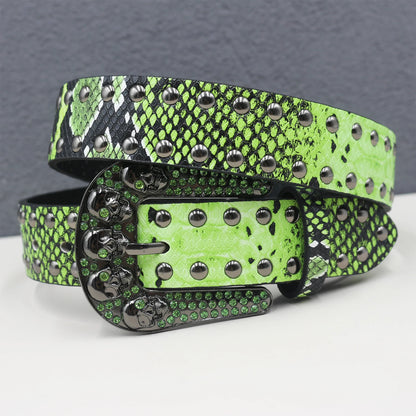 Pyramid Fashion Rivet Belt Snake Cat Paw Skull  Men&Women's Studded Belt Punk Rock With Pin Buckle Drop Shipping Black