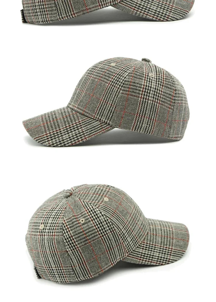 Hat Men's Spring Summer Outdoor Sunscreen Visor Classic Checkered Baseball Cap Hard Top Women's Cap Sun Cap
