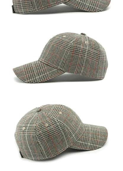 Hat Men's Spring Summer Outdoor Sunscreen Visor Classic Checkered Baseball Cap Hard Top Women's Cap Sun Cap
