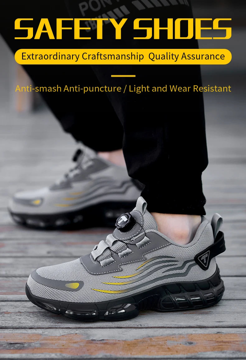 Botones giratorios zapatos de Seguridad masculinos, zapatos de trabajo,  botas de Seguridad Anticoagulantes  Tactical Boots
