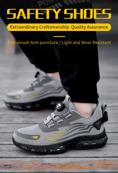 Botones giratorios zapatos de Seguridad masculinos, zapatos de trabajo,  botas de Seguridad Anticoagulantes  Tactical Boots