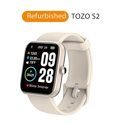Refurbished TOZO S2 Smartwatch Waterproof 5ATM Smart Watch Alexa Built-in Fitness Tracker Swim Sport Watch for Android IOS