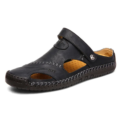 Fashion Mens Sandals Genuine Leather Summer Beach Slippers Male Non-Slip Soft Comfortable Outdoor Shoes High Quality Man Sandals