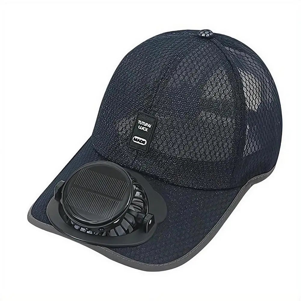 Summer Men Women Mesh Baseball Hat Sun Block Baseball Hat With Solar Fan USB Charging Fan Breathable UV Block Outdoor Sunhats
