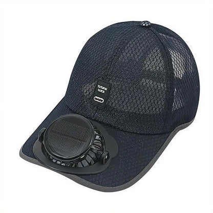 Summer Men Women Mesh Baseball Hat Sun Block Baseball Hat With Solar Fan USB Charging Fan Breathable UV Block Outdoor Sunhats