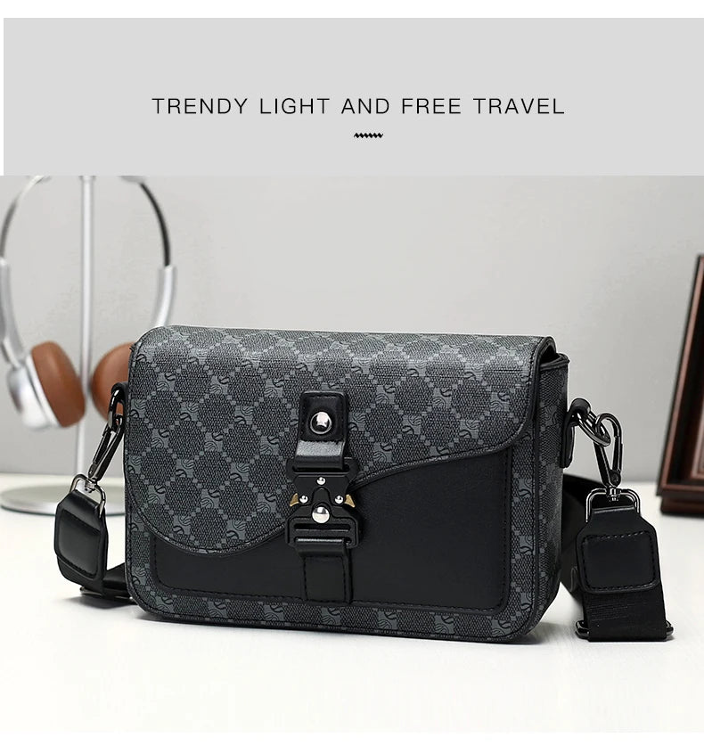 High-End Casual Shoulder Bag for Commuting Business Waterproof Daily Sling Bag Fashionable Jacquard Pattern Men's Crossbody Bag