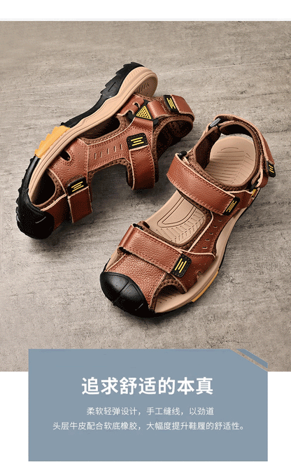 Summer Men Sandals Genuine Leather Mens Casual Shoes Outdoor Men Leather Sandals for Men Beach Shoes Roman mens Shoes