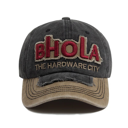 Men Women Baseball Caps BHOLA Fashion Letter Embroidery Hip Hop Cap Summer Washed Cotton Vintage Casual Sun Visor Hat Adjustable