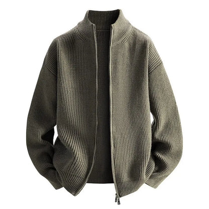 Cardigan Sweater Men's Knitted Sweater Spring and Autumn Fleece Thickened Outer Wear Loose  New Coat